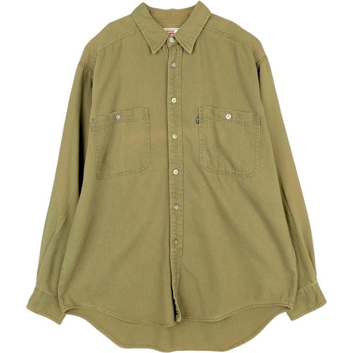 Levi's long-sleeved cotton shirt, men's size L (approx.) cotton Khaki type Vintage Second Hand