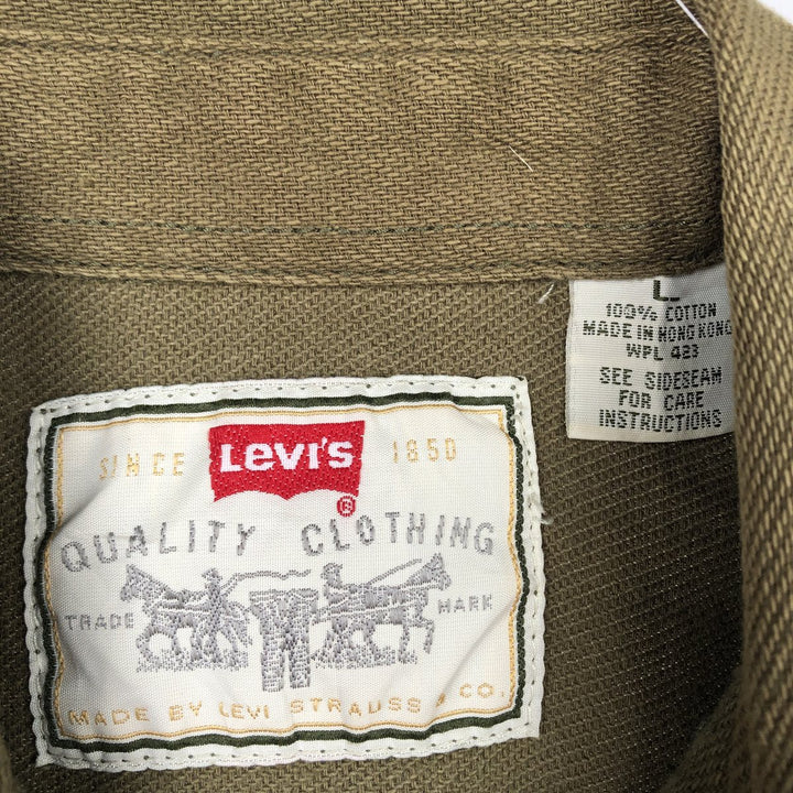 Levi's long-sleeved cotton shirt, men's size L (approx.) cotton Khaki type Vintage Second Hand