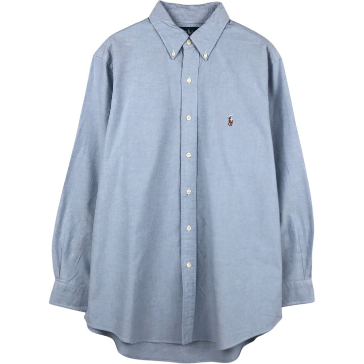 Ralph Lauren CUSTOM FIT long sleeve button down shirt, men's size L cotton Blue type light blue Vintage Second Hand