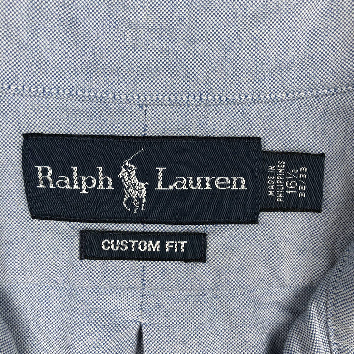 Ralph Lauren CUSTOM FIT long sleeve button down shirt, men's size L cotton Blue type light blue Vintage Second Hand