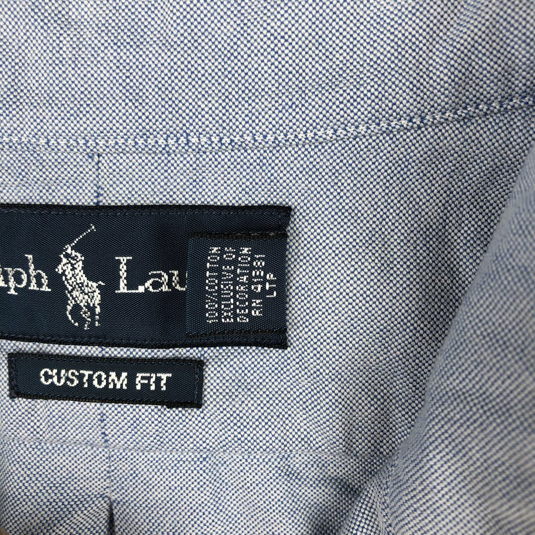 Ralph Lauren CUSTOM FIT long sleeve button down shirt, men's size L cotton Blue type light blue Vintage Second Hand