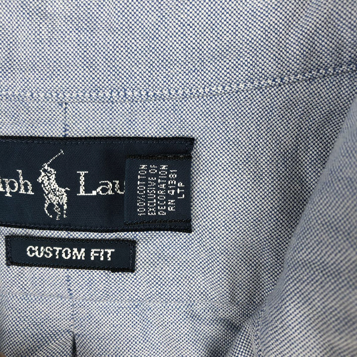 Ralph Lauren CUSTOM FIT long sleeve button down shirt, men's size L cotton Blue type light blue Vintage Second Hand