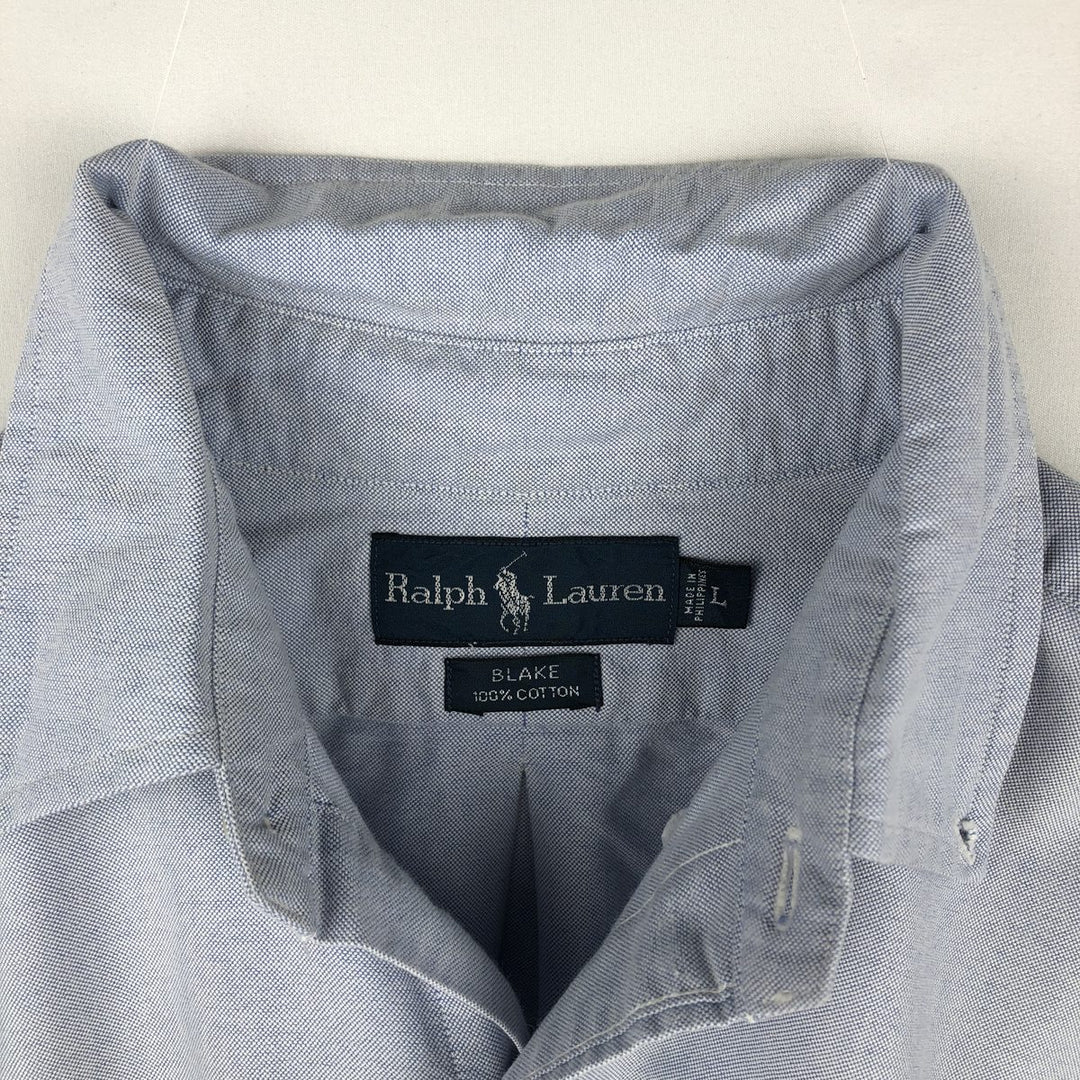 Ralph Lauren BLAKE long sleeve button down shirt, men's size L cotton Blue type light blue Vintage Second Hand