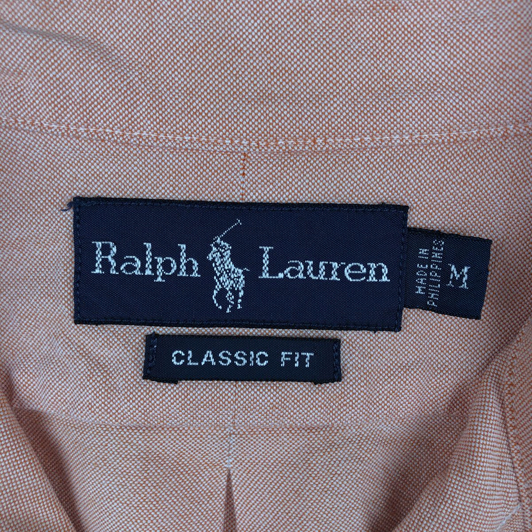 Ralph Lauren Classic Fit long sleeve button down shirt, men's size M cotton coral Vintage Second Hand