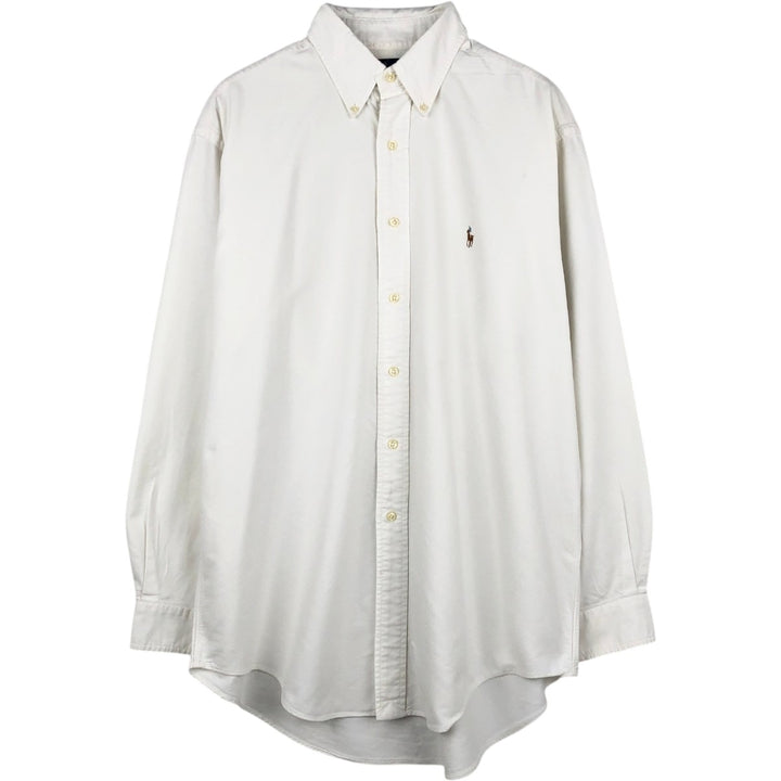 Ralph Lauren long sleeve button down shirt, men's size L cotton white type Vintage Second Hand