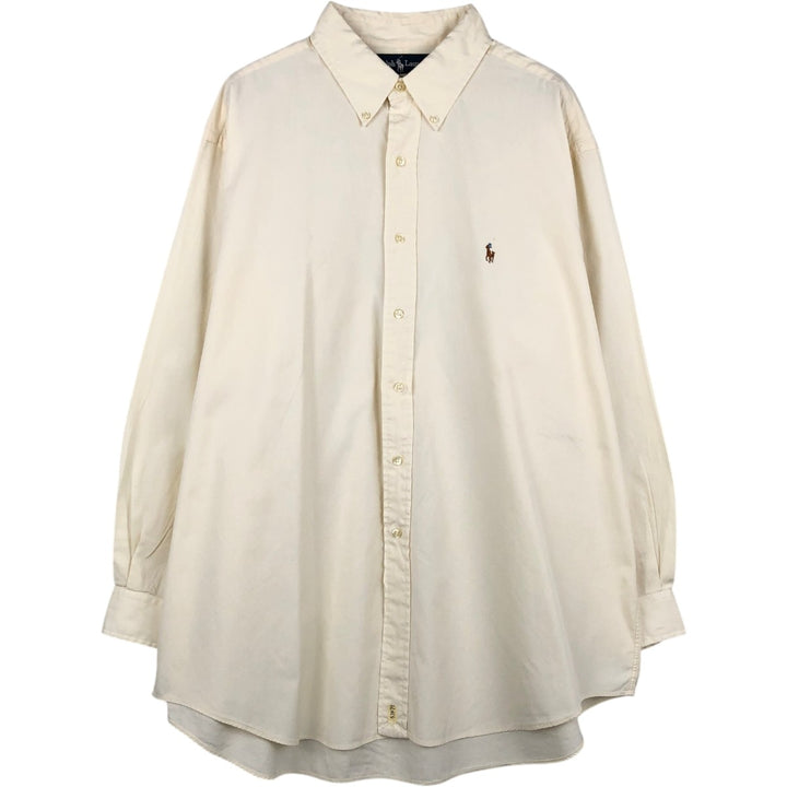 Ralph Lauren YARMOUTH long sleeve button down shirt, men's XL size cotton ivory Vintage Second Hand