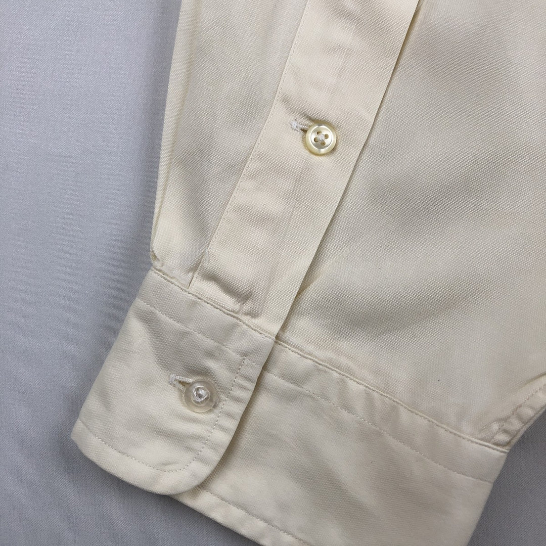 Ralph Lauren YARMOUTH long sleeve button down shirt, men's XL size cotton ivory Vintage Second Hand