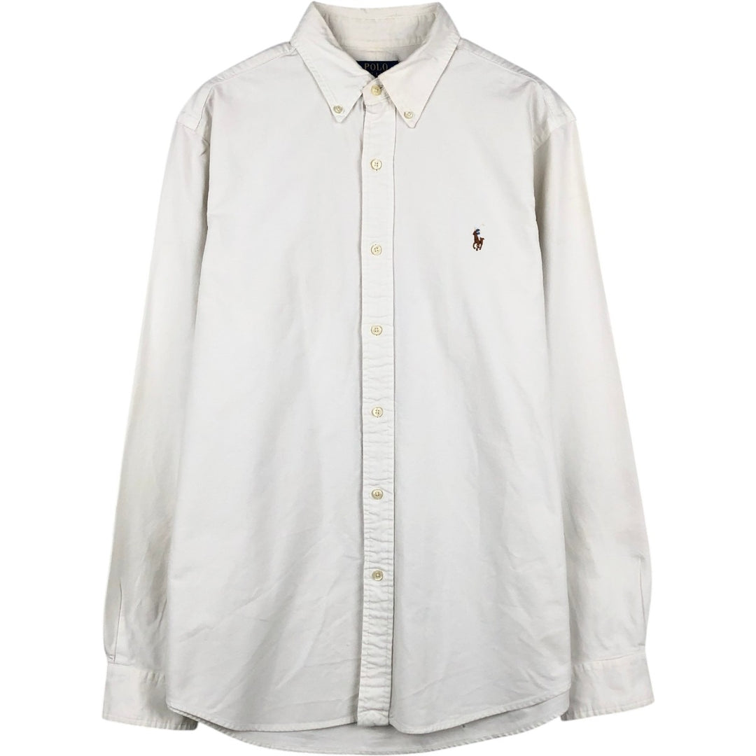 Ralph Lauren POLO RALPH LAUREN CLASSIC FIT long-sleeved button-down shirt, men's size L unclear white type Vintage Second Hand