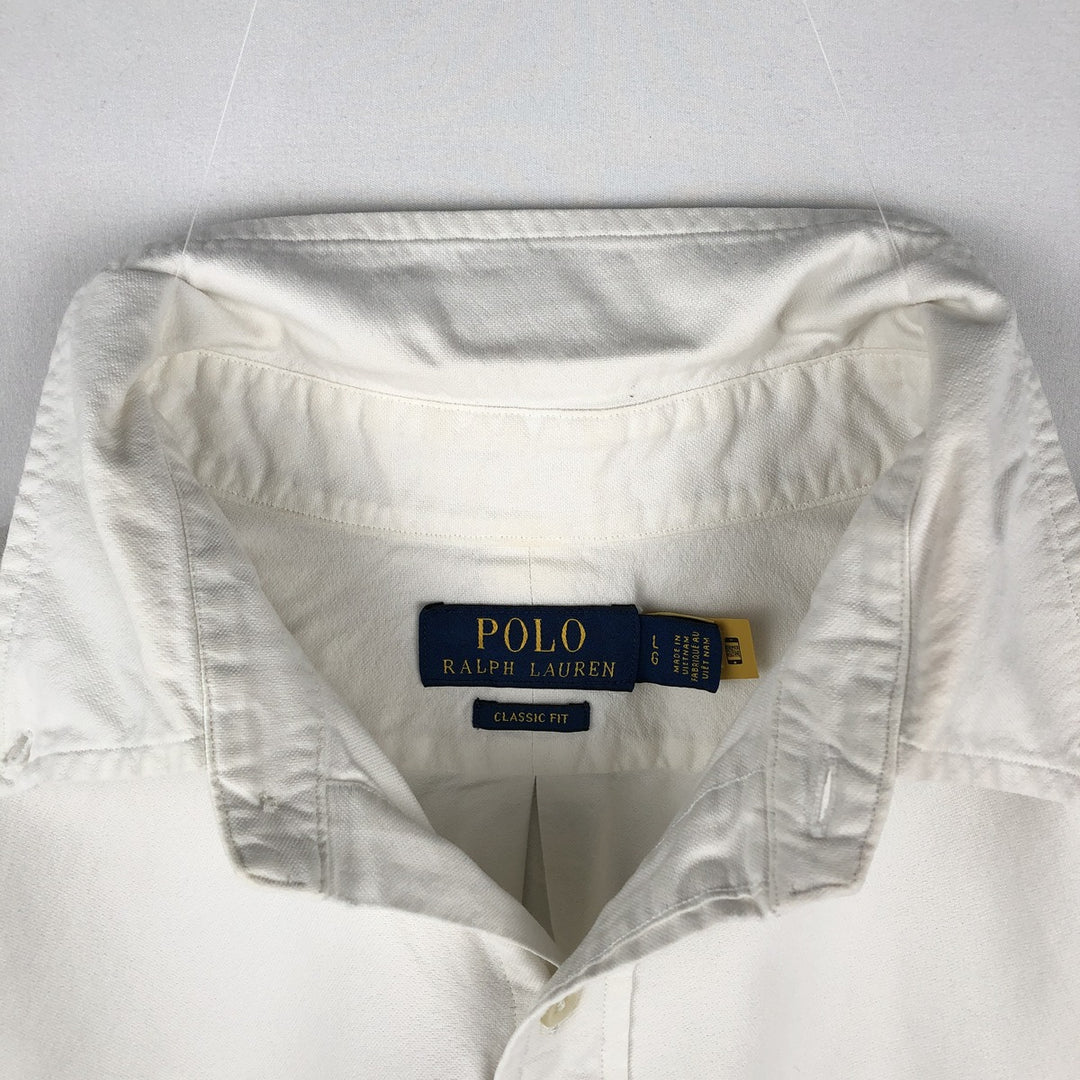 Ralph Lauren POLO RALPH LAUREN CLASSIC FIT long-sleeved button-down shirt, men's size L unclear white type Vintage Second Hand