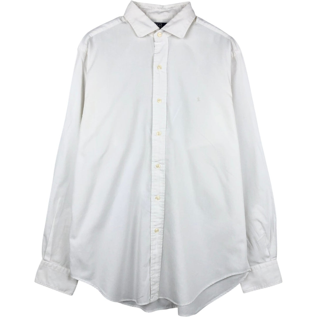 Ralph Lauren ESTATE Long-Sleeve Wide-Collar Cotton Shirt, Men's Size L (approx.) cotton white type Vintage Second Hand