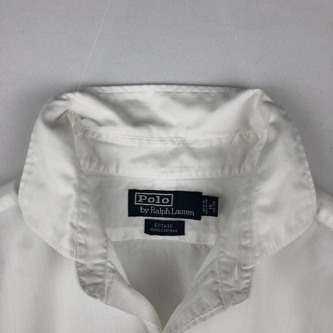 Ralph Lauren ESTATE Long-Sleeve Wide-Collar Cotton Shirt, Men's Size L (approx.) cotton white type Vintage Second Hand