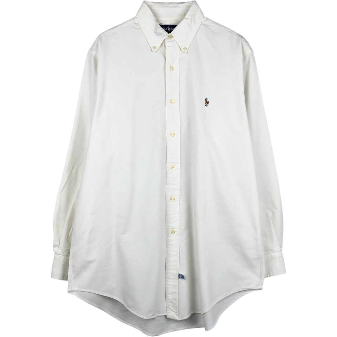 Ralph Lauren long sleeve button down shirt, men's size L cotton white type Vintage Second Hand