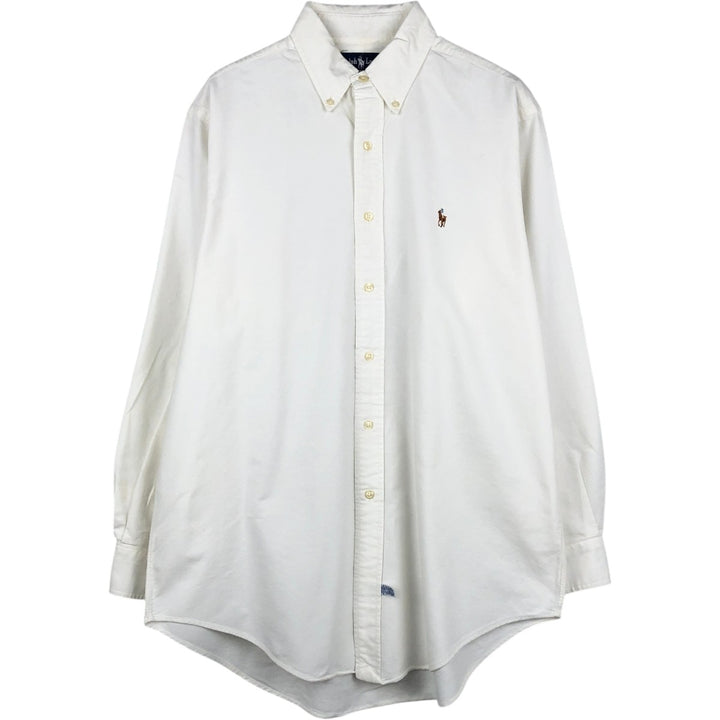Ralph Lauren long sleeve button down shirt, men's size L cotton white type Vintage Second Hand