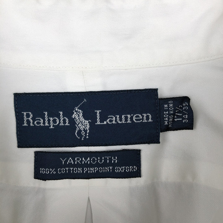 Ralph Lauren YARMOUTH long sleeve button down shirt, men's XL size cotton white type Vintage Second Hand