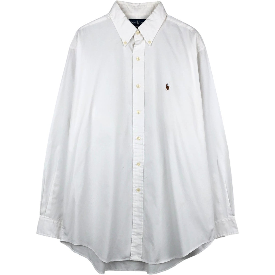 Ralph Lauren YARMOUTH long sleeve button down shirt, men's size L cotton white type Vintage Second Hand