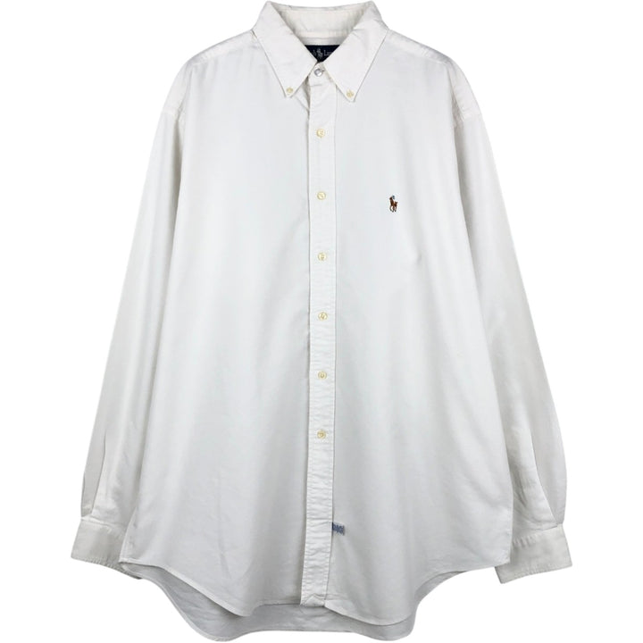 Ralph Lauren YARMOUTH long sleeve button down shirt, men's size L cotton white type Vintage Second Hand