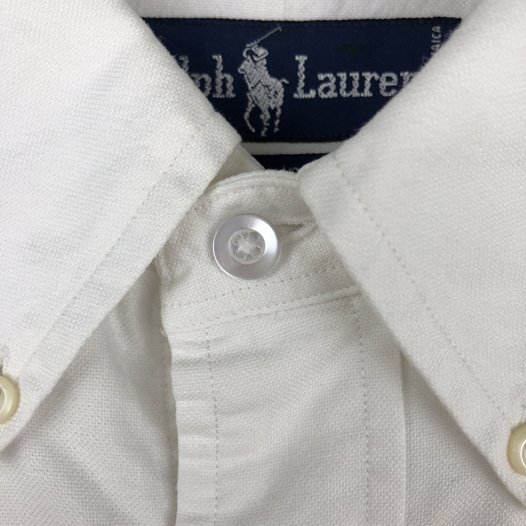 Ralph Lauren YARMOUTH long sleeve button down shirt, men's size L cotton white type Vintage Second Hand