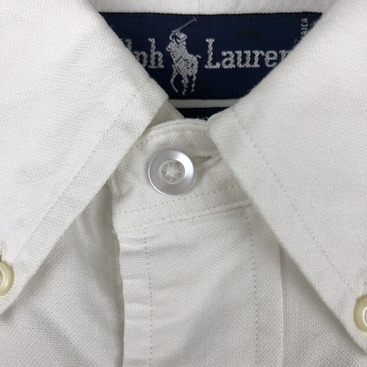 Ralph Lauren YARMOUTH long sleeve button down shirt, men's size L cotton white type Vintage Second Hand