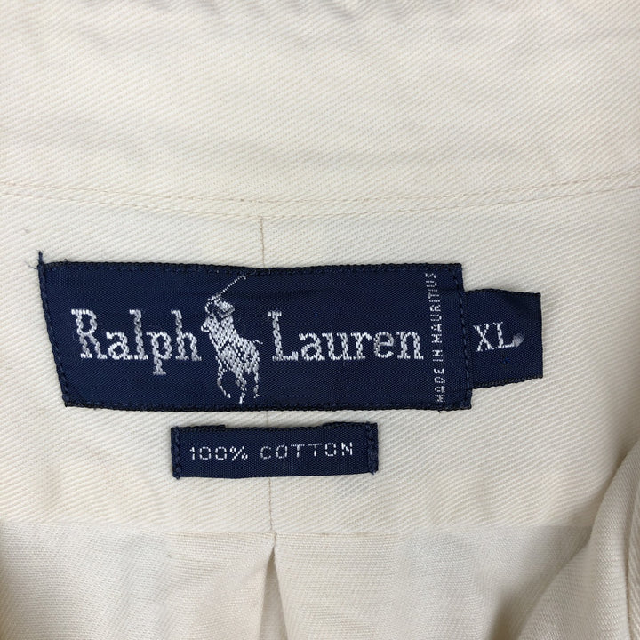 Ralph Lauren long sleeve button down shirt, men's XL size cotton ivory Vintage Second Hand