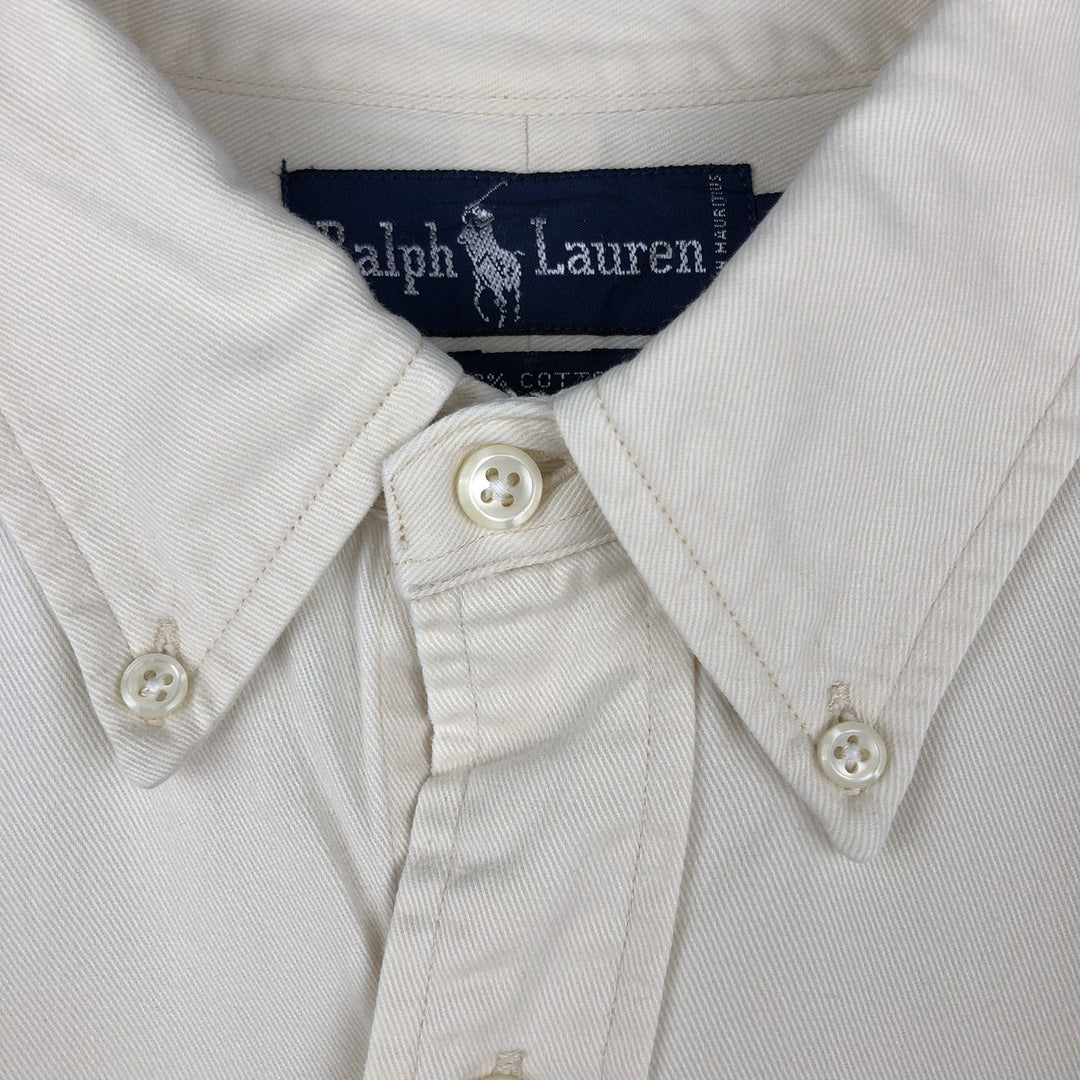 Ralph Lauren long sleeve button down shirt, men's XL size cotton ivory Vintage Second Hand