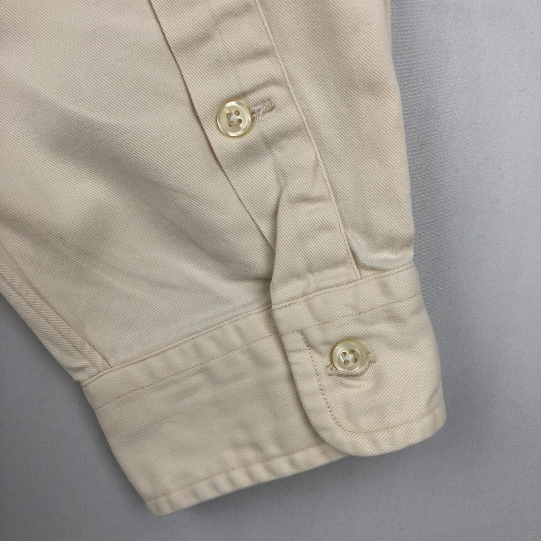 Ralph Lauren long sleeve button down shirt, men's XL size cotton ivory Vintage Second Hand