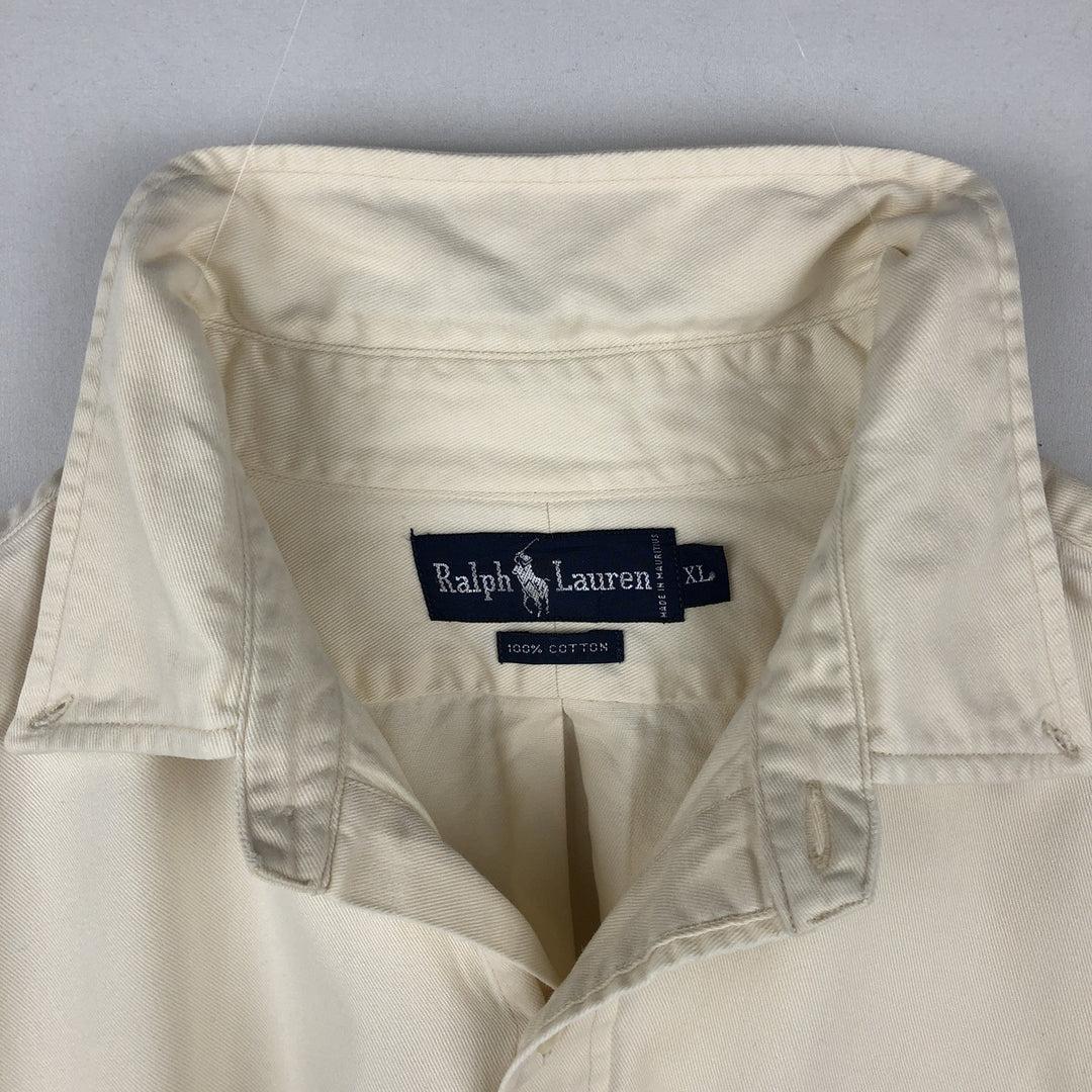Ralph Lauren long sleeve button down shirt, men's XL size cotton ivory Vintage Second Hand