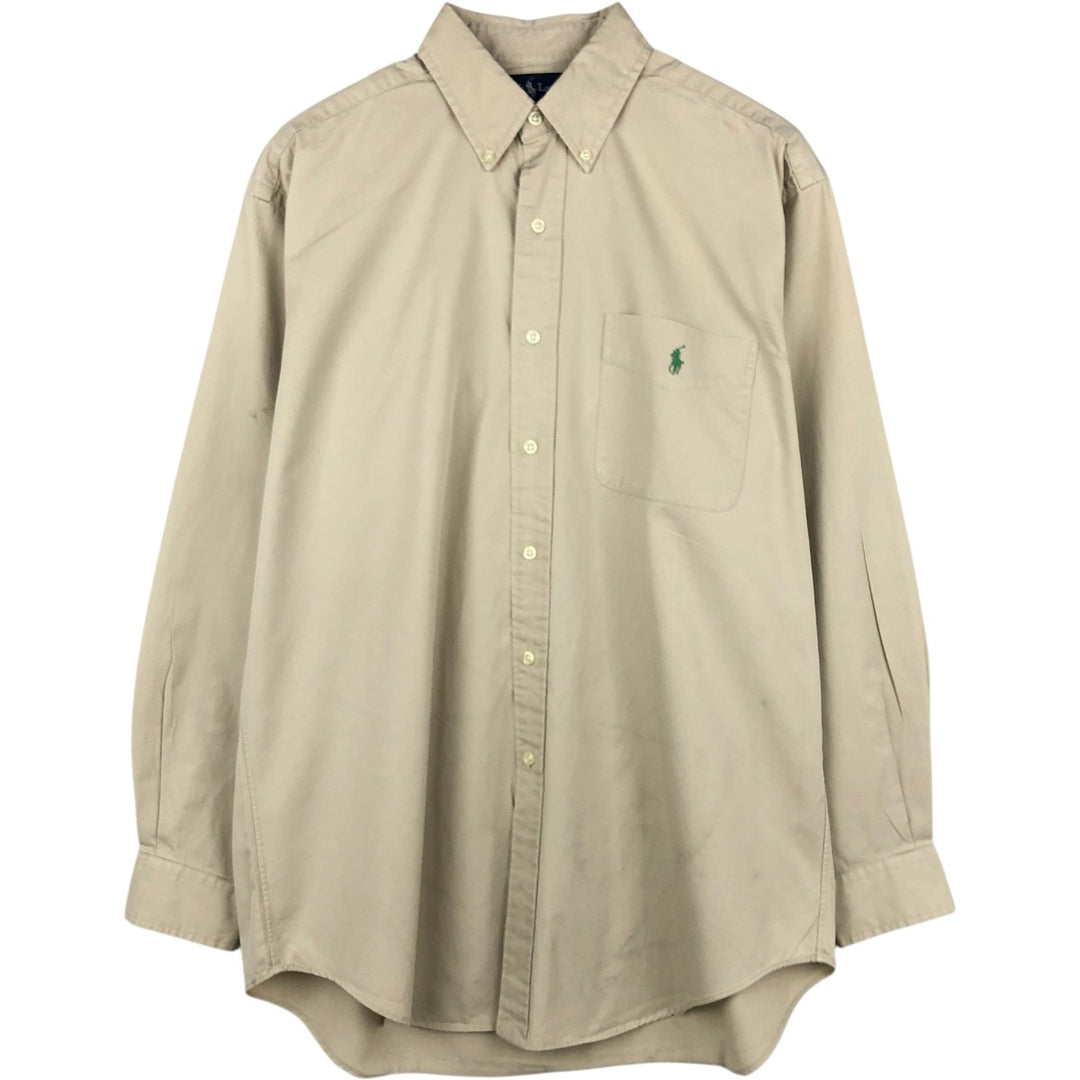 Ralph Lauren BLAKE long sleeve button down shirt, men's size M cotton Beige type Vintage Second Hand