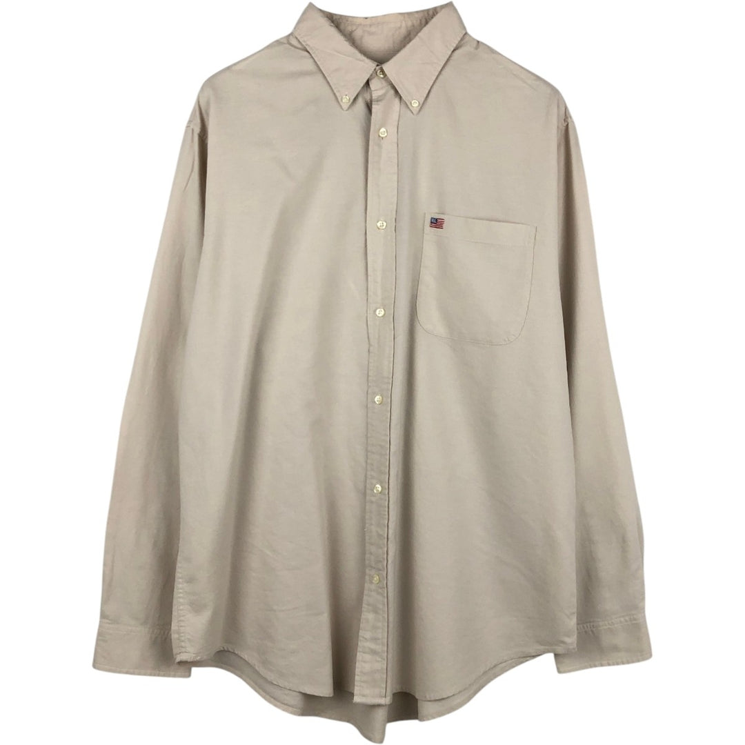 Ralph Lauren LAUREN JEANS CO. Long-sleeved button-down shirt, men's size L (approx.) cotton Beige type Vintage Second Hand