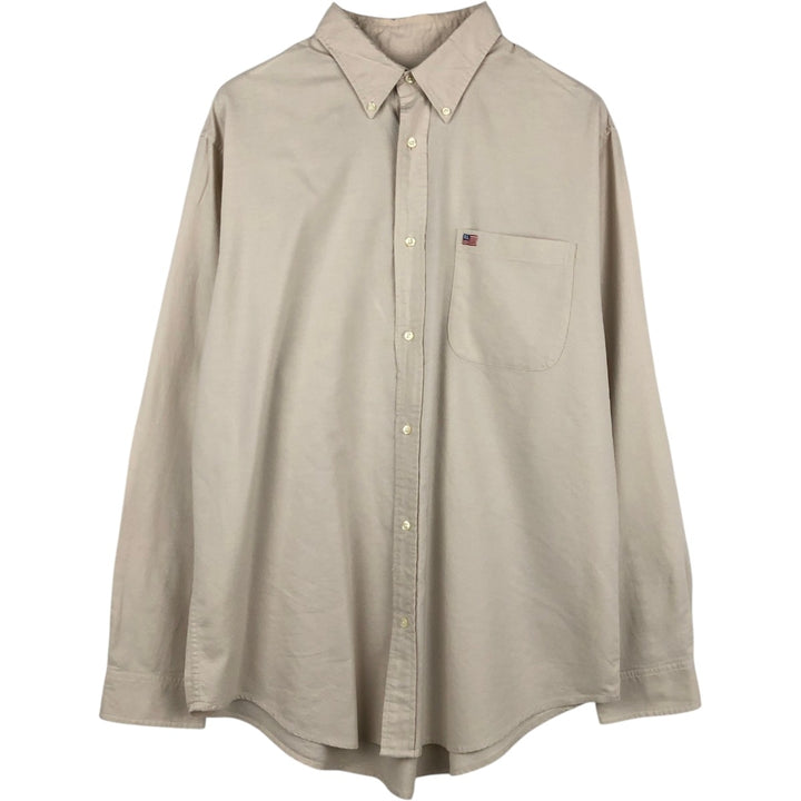 Ralph Lauren LAUREN JEANS CO. Long-sleeved button-down shirt, men's size L (approx.) cotton Beige type Vintage Second Hand