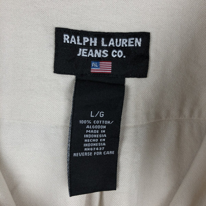 Ralph Lauren LAUREN JEANS CO. Long-sleeved button-down shirt, men's size L (approx.) cotton Beige type Vintage Second Hand