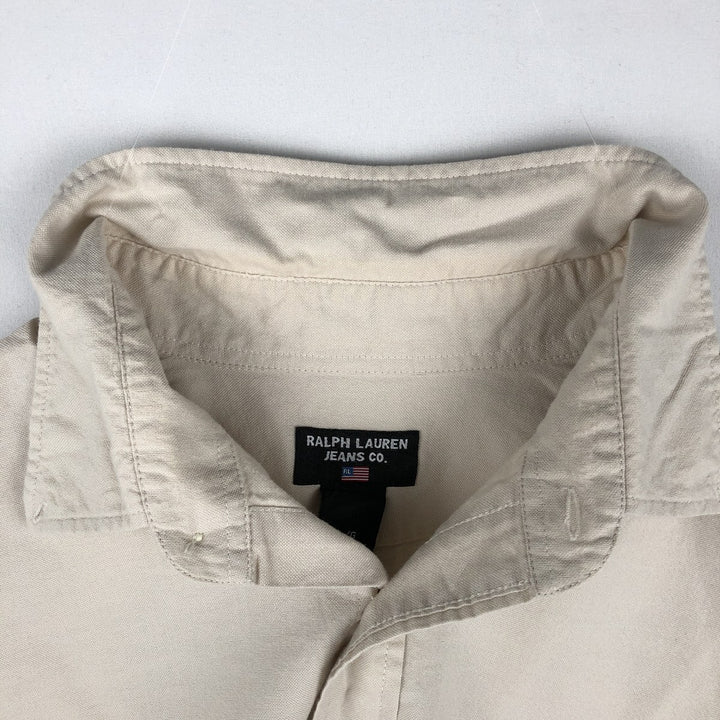 Ralph Lauren LAUREN JEANS CO. Long-sleeved button-down shirt, men's size L (approx.) cotton Beige type Vintage Second Hand
