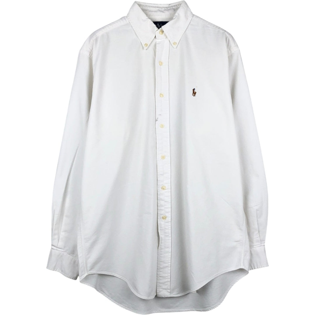 Ralph Lauren YARMOUTH long sleeve button down shirt, men's size M cotton white type Vintage Second Hand