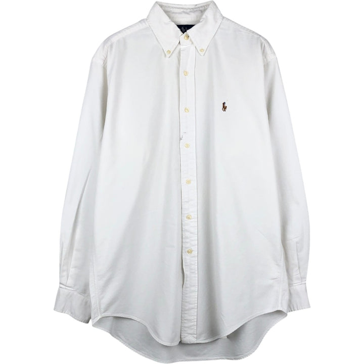 Ralph Lauren YARMOUTH long sleeve button down shirt, men's size M cotton white type Vintage Second Hand