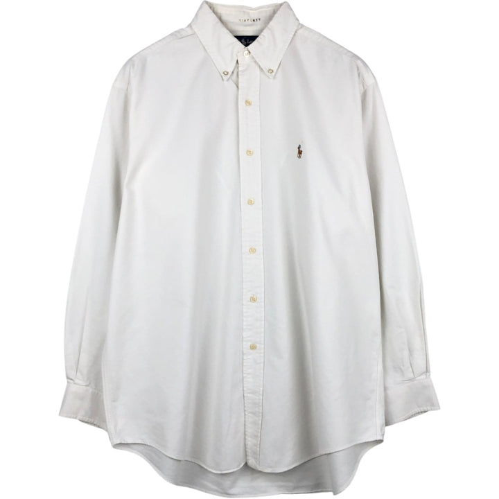 Ralph Lauren YARMOUTH long sleeve button down shirt, men's size L cotton white type Vintage Second Hand