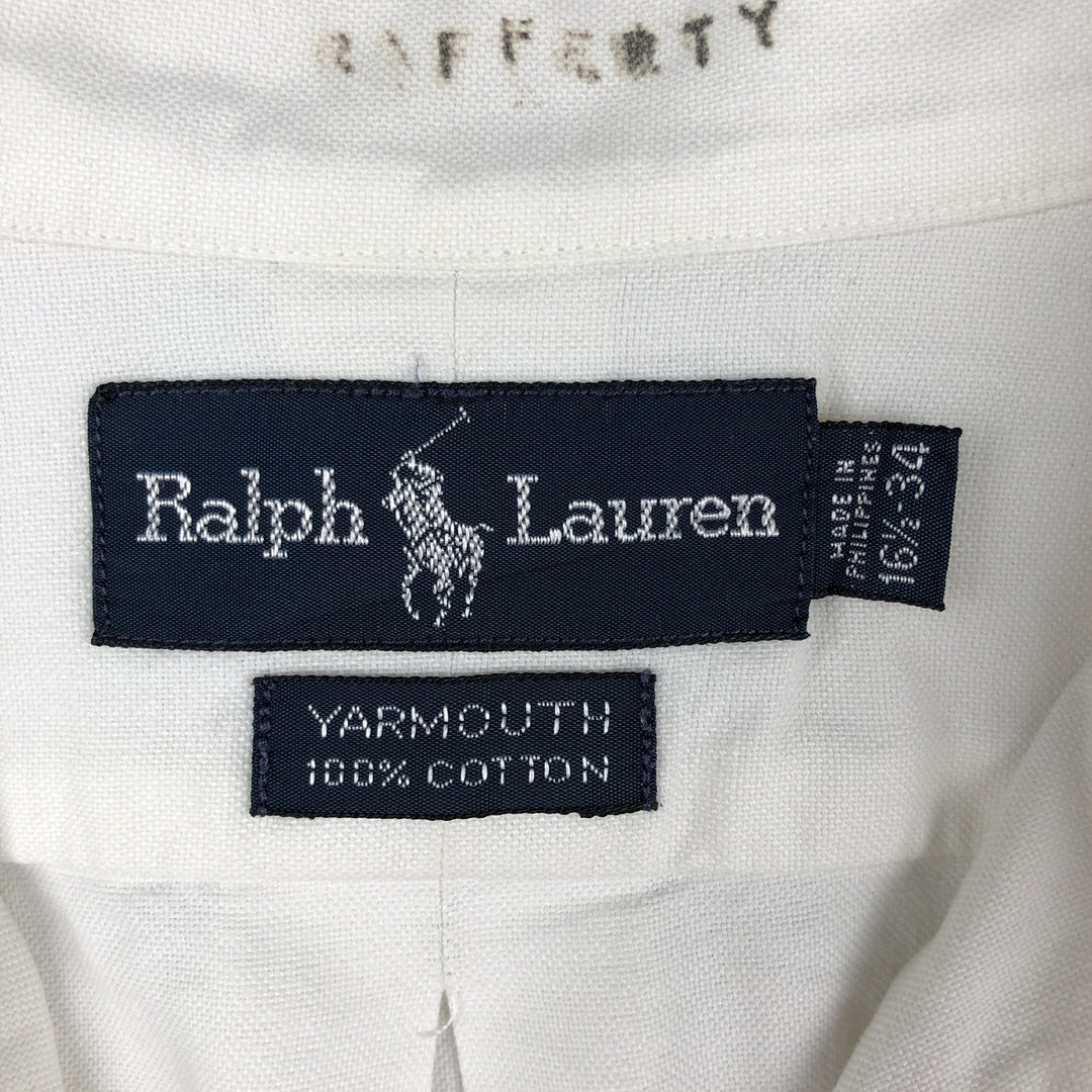 Ralph Lauren YARMOUTH long sleeve button down shirt, men's size L cotton white type Vintage Second Hand