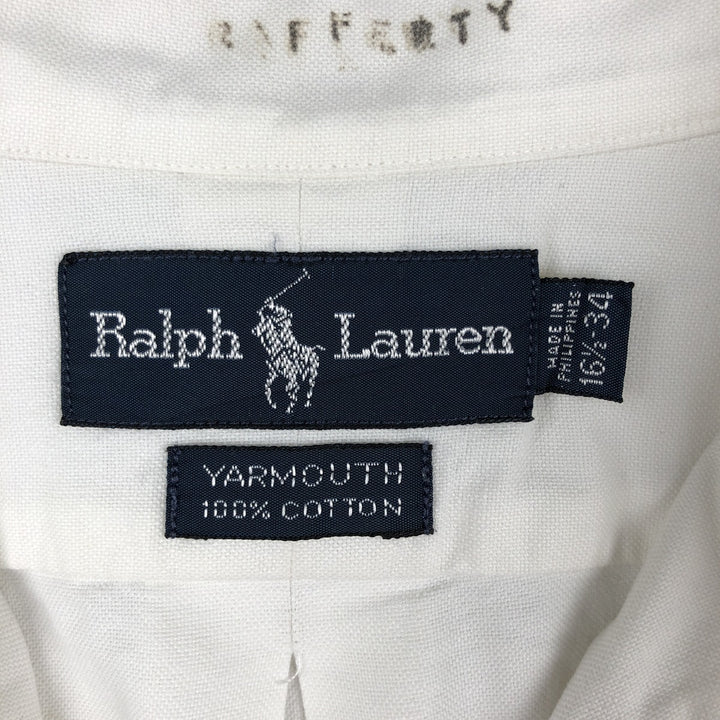 Ralph Lauren YARMOUTH long sleeve button down shirt, men's size L cotton white type Vintage Second Hand