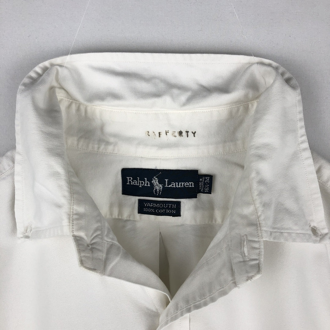 Ralph Lauren YARMOUTH long sleeve button down shirt, men's size L cotton white type Vintage Second Hand