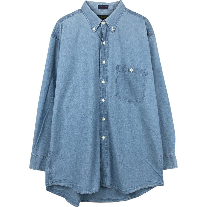 Vintage 1980'S Ralph Lauren Chaps long-sleeved button-down shirt, size L, men's cotton Blue type light blue Vintage Second Hand