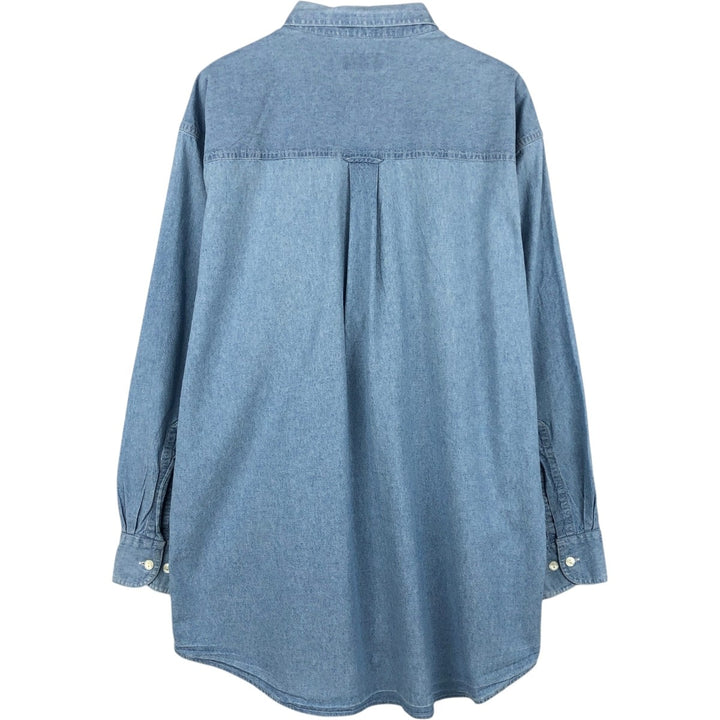 Vintage 1980'S Ralph Lauren Chaps long-sleeved button-down shirt, size L, men's cotton Blue type light blue Vintage Second Hand