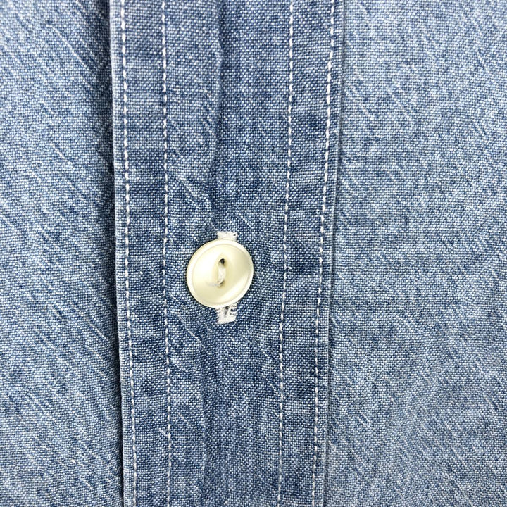 Vintage 1980'S Ralph Lauren Chaps long-sleeved button-down shirt, size L, men's cotton Blue type light blue Vintage Second Hand