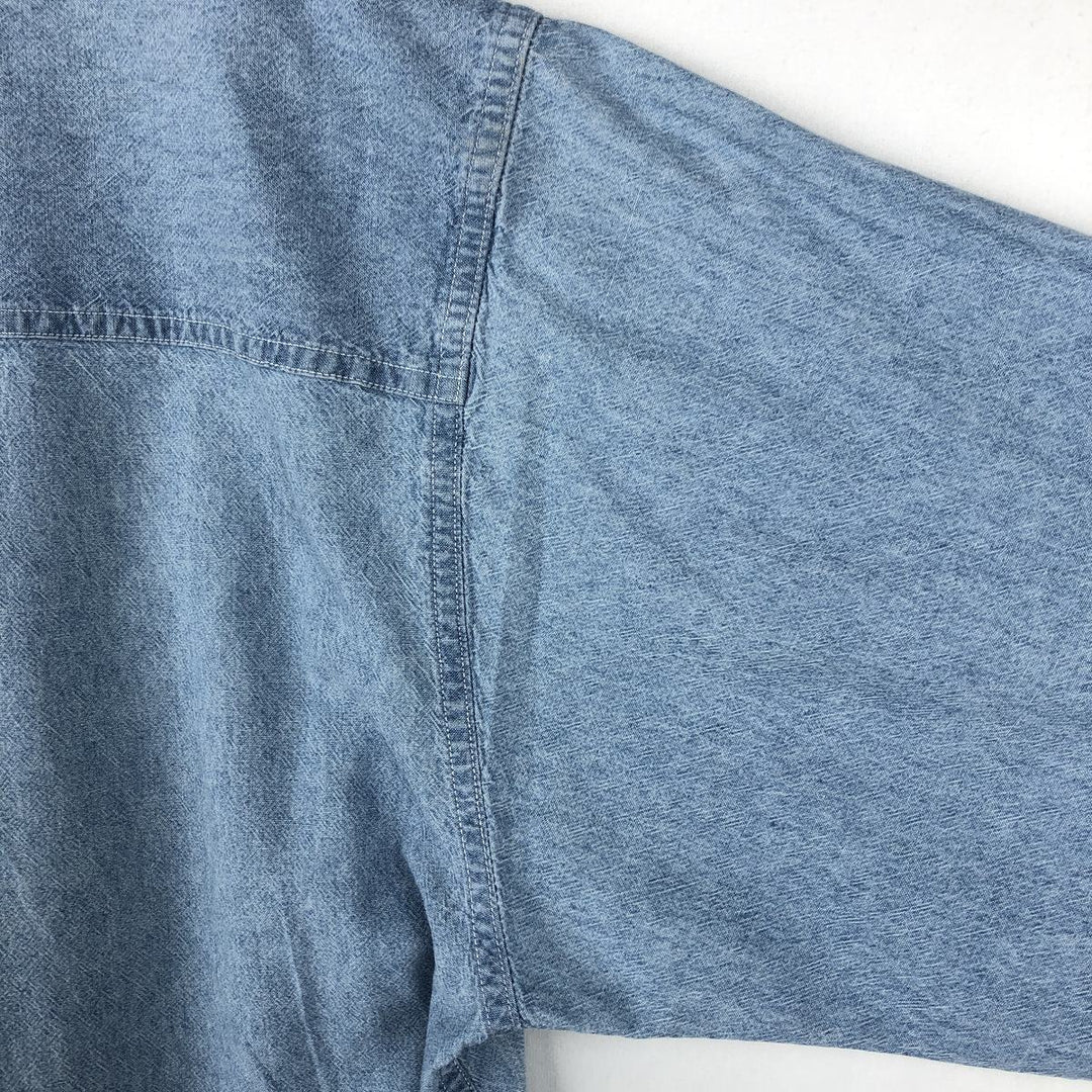 Vintage 1980'S Ralph Lauren Chaps long-sleeved button-down shirt, size L, men's cotton Blue type light blue Vintage Second Hand
