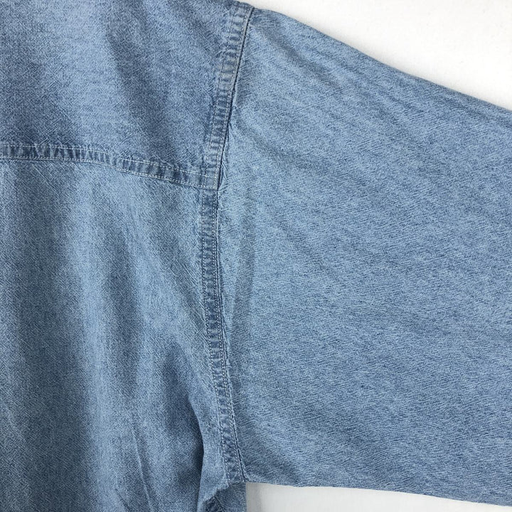 Vintage 1980'S Ralph Lauren Chaps long-sleeved button-down shirt, size L, men's cotton Blue type light blue Vintage Second Hand
