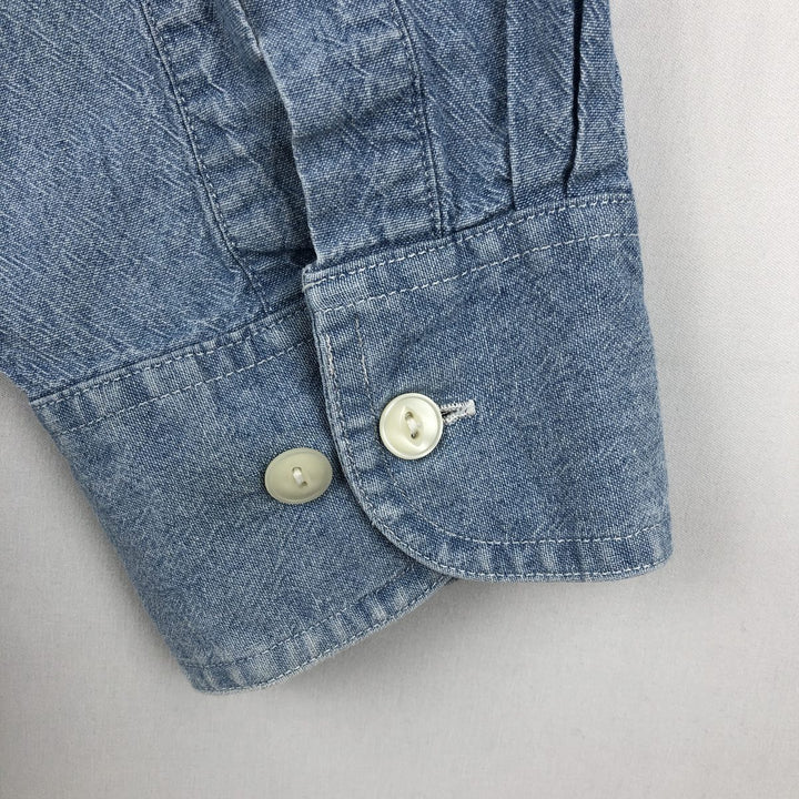 Vintage 1980'S Ralph Lauren Chaps long-sleeved button-down shirt, size L, men's cotton Blue type light blue Vintage Second Hand