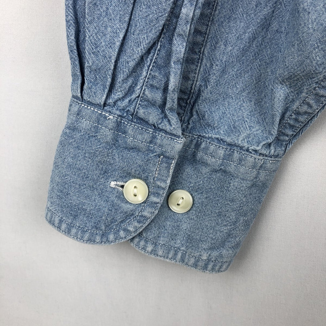 Vintage 1980'S Ralph Lauren Chaps long-sleeved button-down shirt, size L, men's cotton Blue type light blue Vintage Second Hand