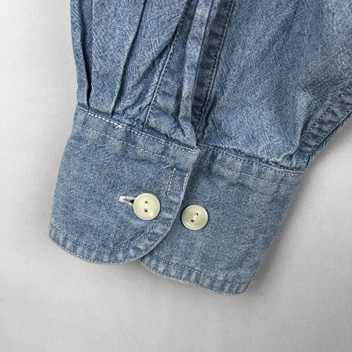 Vintage 1980'S Ralph Lauren Chaps long-sleeved button-down shirt, size L, men's cotton Blue type light blue Vintage Second Hand