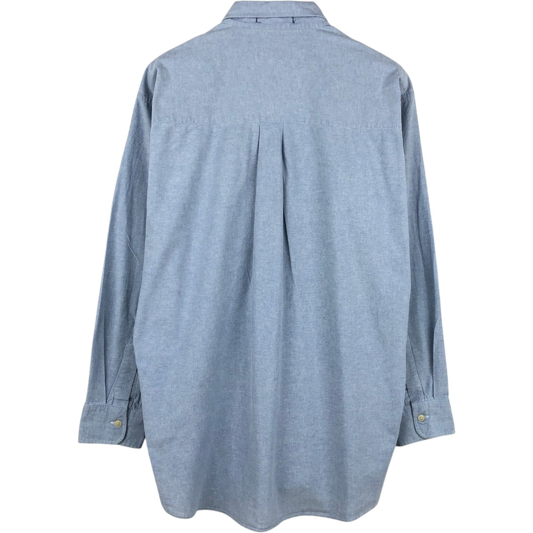 1990'S Ralph Lauren CHAPS long-sleeved button-down shirt, made in the USA, men's size L equivalent. cotton Blue type light blue Vintage Second Hand