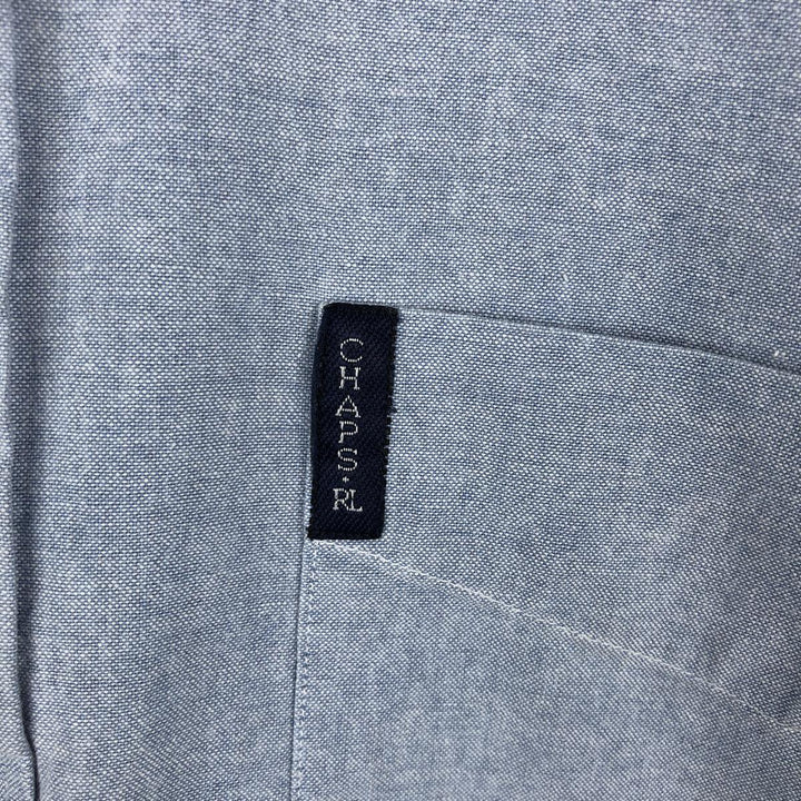1990'S Ralph Lauren CHAPS long-sleeved button-down shirt, made in the USA, men's size L equivalent. cotton Blue type light blue Vintage Second Hand