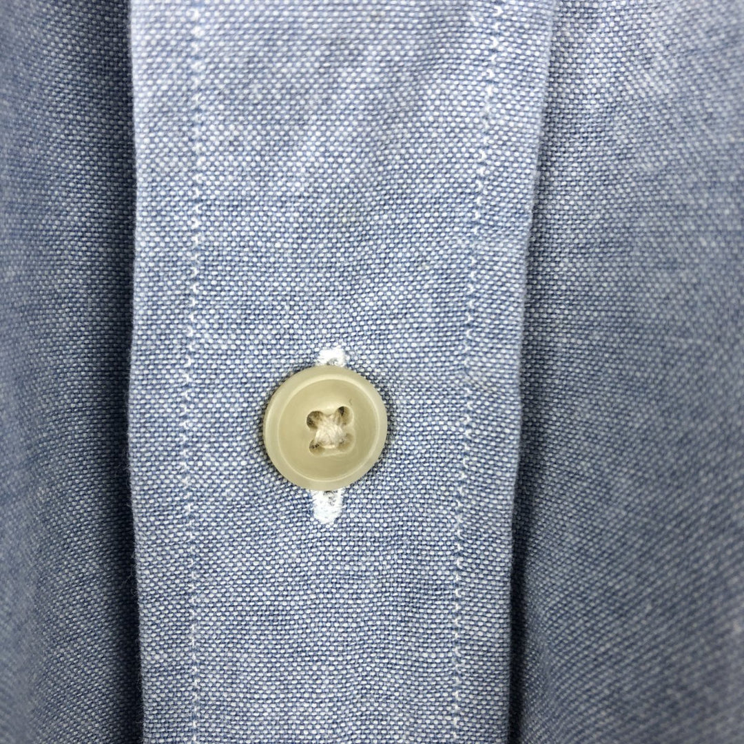 1990'S Ralph Lauren CHAPS long-sleeved button-down shirt, made in the USA, men's size L equivalent. cotton Blue type light blue Vintage Second Hand
