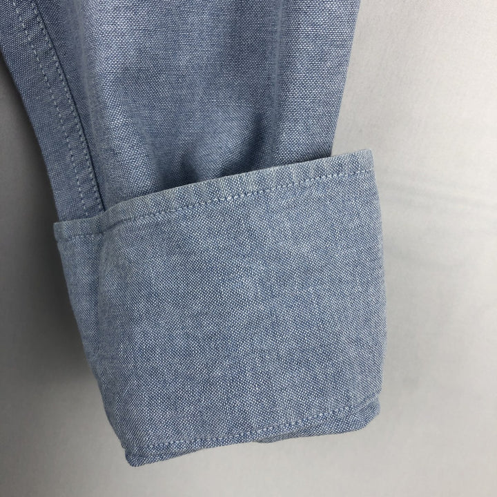1990'S Ralph Lauren CHAPS long-sleeved button-down shirt, made in the USA, men's size L equivalent. cotton Blue type light blue Vintage Second Hand