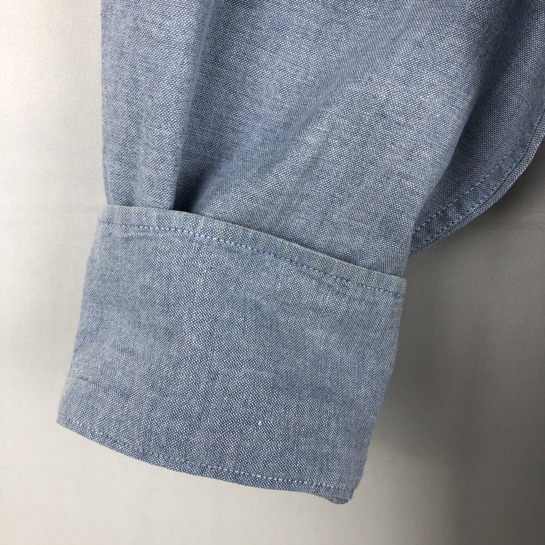 1990'S Ralph Lauren CHAPS long-sleeved button-down shirt, made in the USA, men's size L equivalent. cotton Blue type light blue Vintage Second Hand